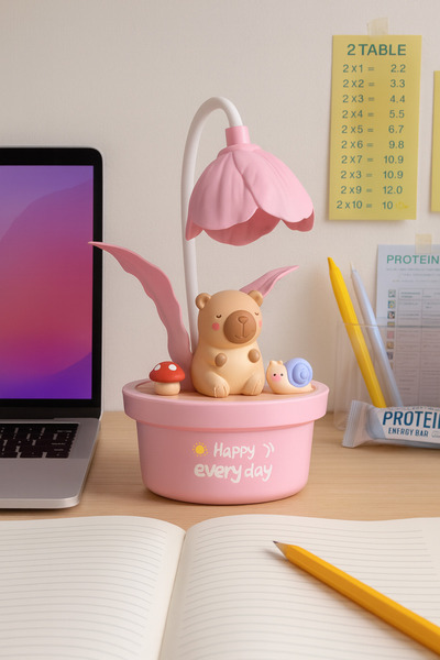 Livava Capybara ve Arkadaşları Masa Lambası, Pembe, 17X11