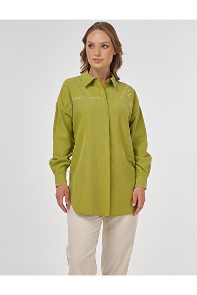 Kayra Модална туника Punto с шевове, шам фъстък