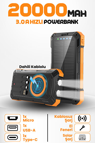 Enshall 20.000mah Led Işıklı Göstergeli Powerbank