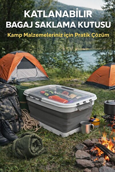 KAYAGROUP Katlanır Tekerlekli Saklama Kutusu 30 Lt – Ev, Araba ve Kamp İçin T...