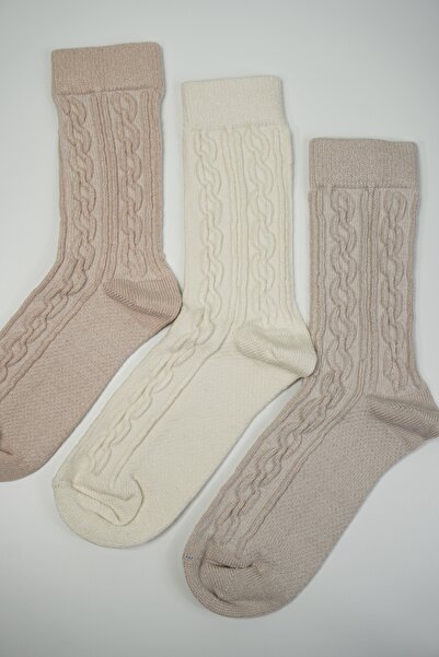 Rumon Бамбукови зимни дебели плетени дамски чорапи, комплект от 3 броя