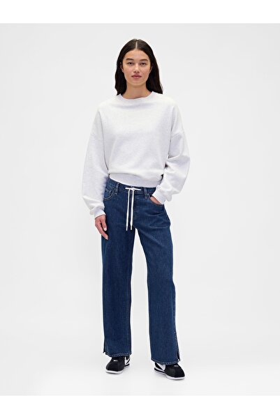 GAP Kadın Koyu Mavi Low Rise Drawcord '90s Jean Pantolon