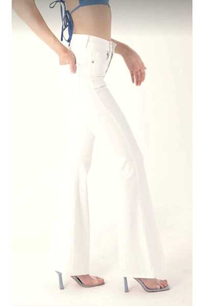 NWC Lndy Tall Flare Off-White farmerke sa zvonastim nogavicama Visok struk (d...