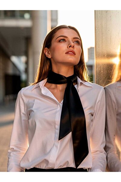 PERLMUTT Women's Plain Skinny Scarf Neck Tie – Minimal Chic Style |   Suitabl...