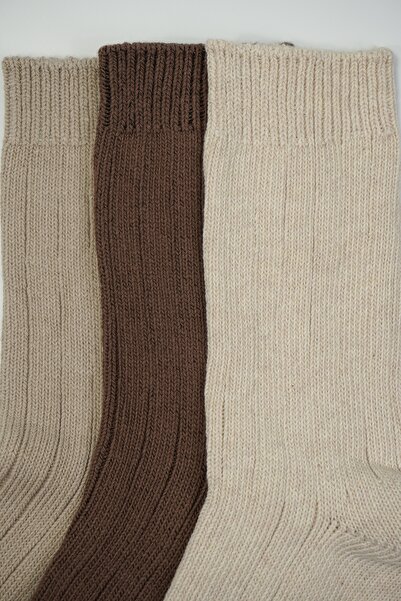 Rumon Pamuklu Kalın Dokulu Kışlık Kadın Çorabı 3'lü Set