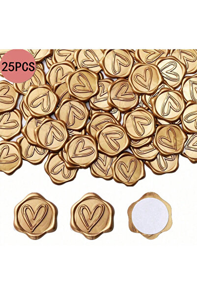 Choice 25pcs 25/50/100pcs Heart Wax Seal Stickers, Envelope Seal Stickers Seals Self Adhesive Gold Stickers