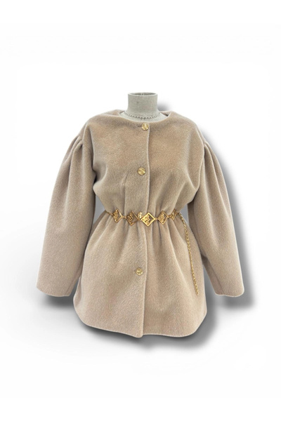 Butik Bej Kemerli Kışlık Kadın Ceket – Yeni Sezon