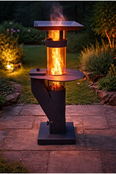 Tastech FÜZE TİPİ PELET SOBASI CAM SOBA ROKET SOBA BAHÇE CAM BALKON KIŞ BAHÇESİ CAFE KAMP TİPİ TEPSİLİ KÜÇÜK