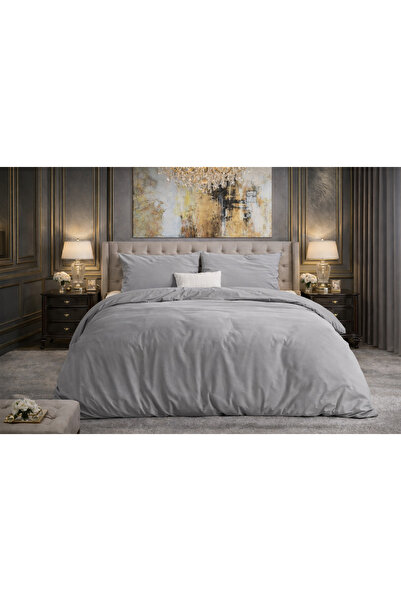 DreamHomes Bed linen, Dreamhouse, for 2 people, 100% cotton, Flannel Mendez Gray model 200x200/220
