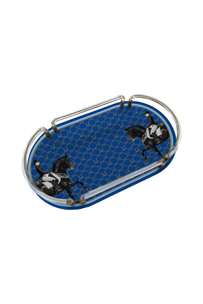 Sivella Equestrian Blue Oval Pleksi Tepsi