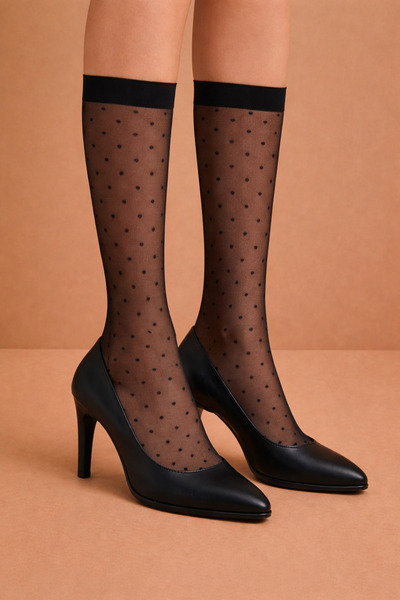 Katia&Bony Șosete pentru genunchi cu buline de damă negri