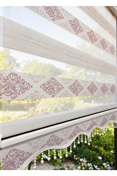 AHK Bag Beauty AHK Home Krem Ve Pudra Renkli Damask Desen Bonuklu Zebra Stor ...