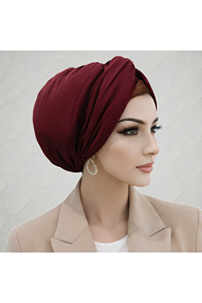 Balbaytesettur بونيه مبطن بعقدة باللون العنابي