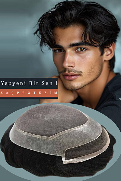 SP sacprotezim yepyeni bir sen Protez Saç Ancora 7x9 renk 1b %50 beyazlı Ince Telli Her Yöne Taranabilen Alt Yapı %100 Insan Saçı