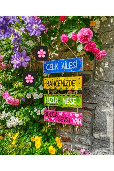 Home 4 parça halatli ahşap bahçe panosu,kişiselleştirilebilir ürün, hediyelik...
