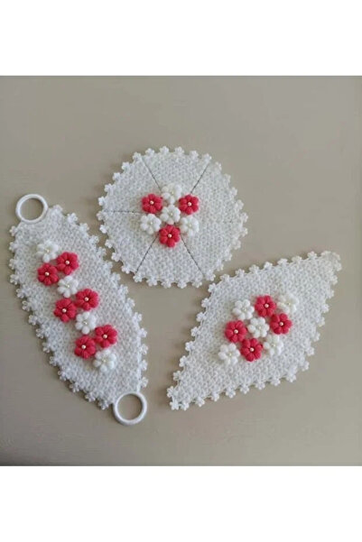 Hediye Dünyası طقم مناشف من 3 قطع من نوع Puff Floral باللون الوردي