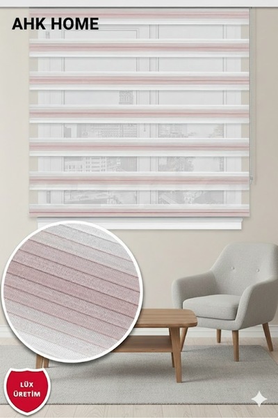 AHK Bag Beauty AHK Home İkili Zebra Stor Plise Perde Pembe Geçişli Renk Kaliteli