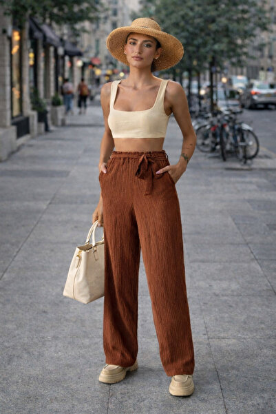 OYERGA MODA Жіночі штани з поясом та зручним кроєм