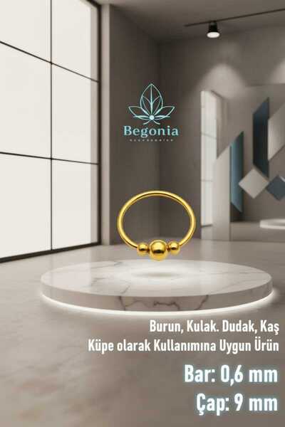 Begonia Accessories 925 Ayar Gümüş Gold Boncuk Üç Top Halka Hızma, Küpe Olara...
