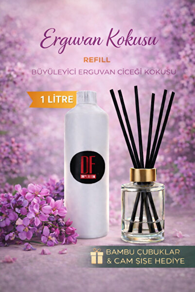 DeParfum Erguvan Kokulu Oda Kokusu 1 Litre Yedek Dolum (120 ML CAM ŞİŞE VE BA...