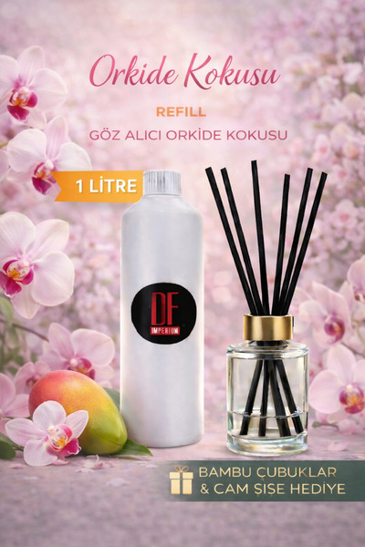 DeParfum Siyah Orkide Kokulu Oda Kokusu 1 Litre Yedek Dolum Şişesi (120 ML CA...