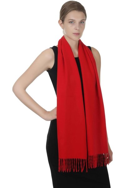Bermody Puffy Red Soft Textured New Year Christmas Gift Women's Scarf Shawl Shoulder Wrap 50X 190 cm