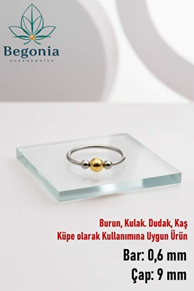 Begonia Accessories 925 Ayar Gümüş Gold Boncuk Üç Top Halka Hızma, Küpe Olara...