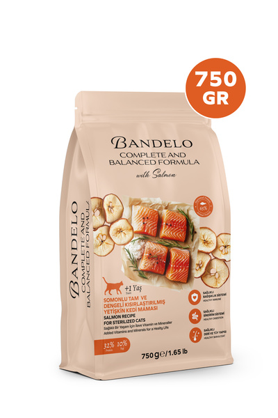 Bandelo Kısırlaştırılmış Somonlu Yetişkin Kuru Kedi Maması 750 Gr - Kilo Kont...