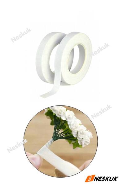 Neskuk 2 قطعة شريط زهور باللون الأبيض 1 سم × 35 متر