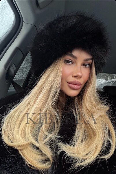 kibarca Siyah Uzun Tüylü Kürk Kalpak Şapka Lüks Kışlık Kadın Şapkası | Yılbaş...