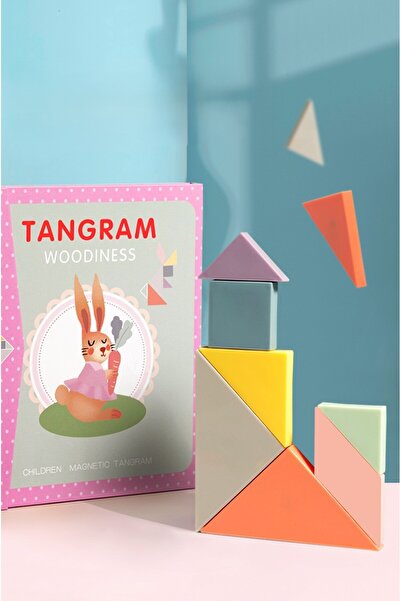 Jet Μαγνητικό Ξύλινο Εκπαιδευτικό Σετ Tangram - ροζ