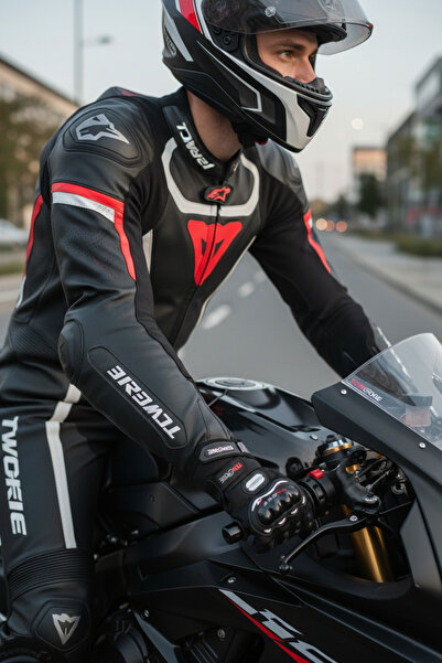 GREENTON İç dıs Koruma Brave Partners motorsiklet eldiveni siyah uzeri beyaz