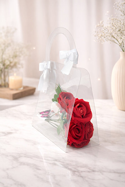 sabırçiçekveaksesuar Sevgililer gününe özel Şeffaf Çantalı Kırmızı Gül Buketi...