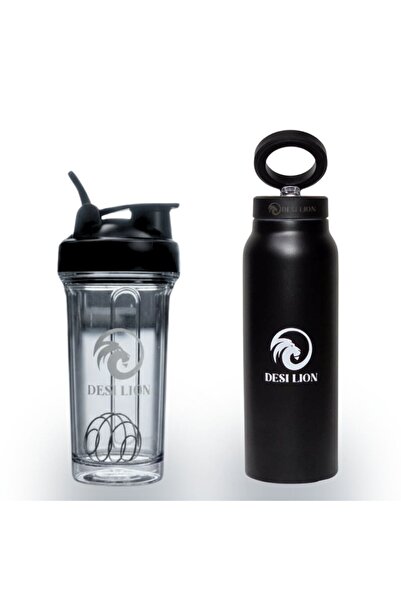 DESI LION 2-in-1 Set 500ml Protein Shaker + 710ml Water Bottle with Magnetic ...
