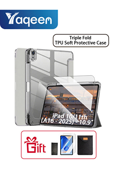 yaqeen حافظة شفافة ثلاثية الطي من البولي يوريثين الحراري مع فتحة للقلم لجهاز ...