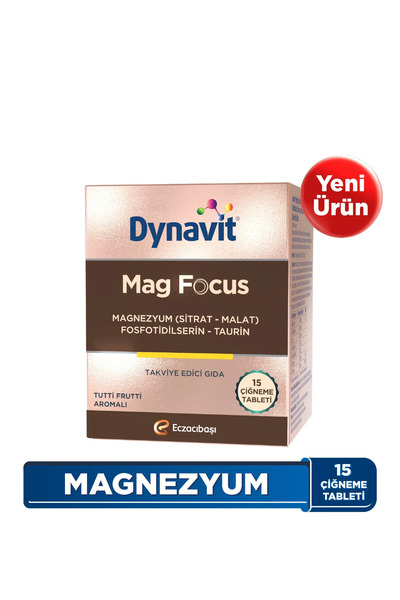 Dynavit Mag Focus 15 Çiğneme Tab - Magnezyum Malat & Sitrat, Fosfotidilserin,...