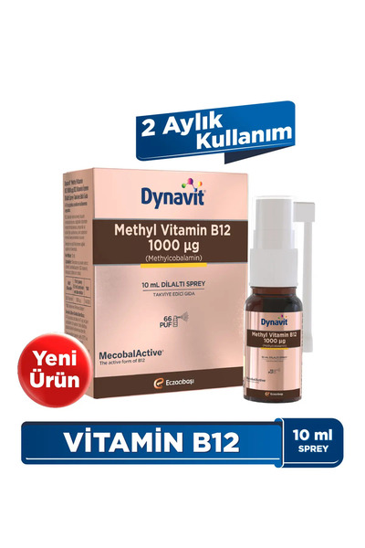 Dynavit Vitamin B12 1000mcg 10mL Dilaltı Sprey- Aile Boyu B12 Vitamini - Hafı...