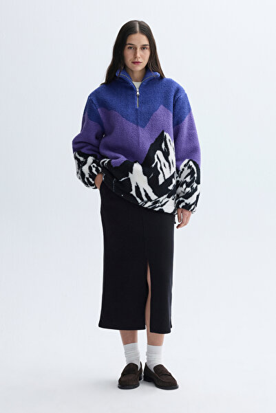 Mudo Nervür Stitched Slit Midi Skirt