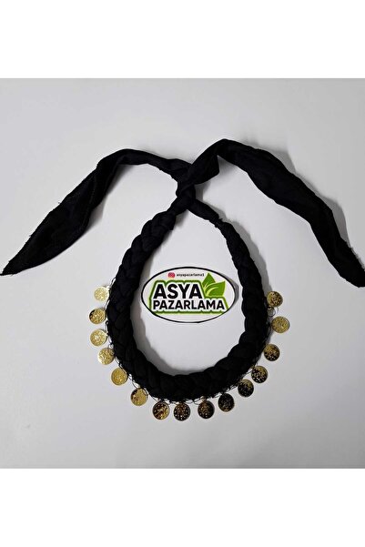 ASYA PAZARLAMA Black Sea Braided Black Lira Keşan, Scarf, Shawl, Scarflet, He...