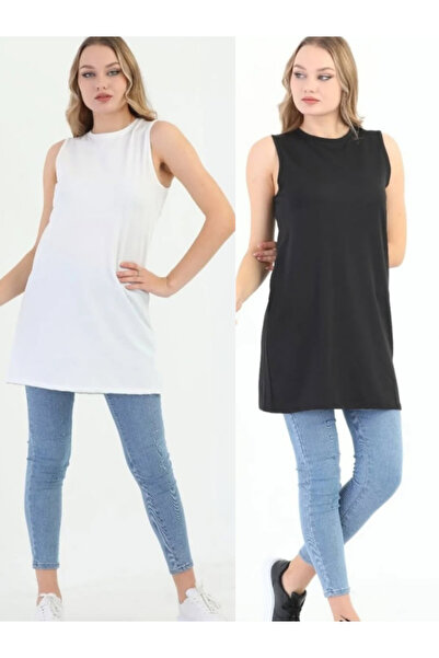dgs look 2li Paket Siyah-Beyaz Sıfır Kol İçlik Tunik