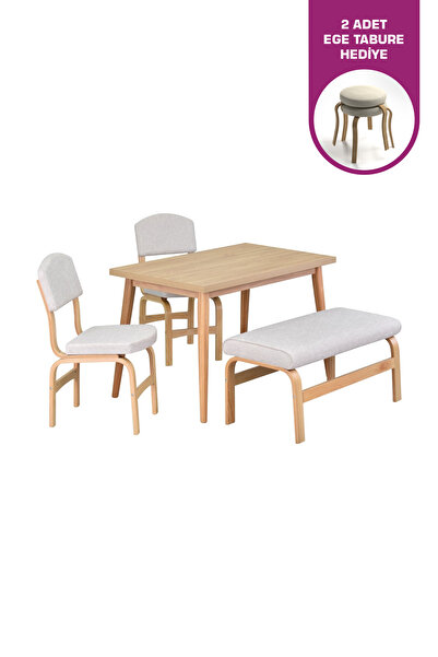 VİLİNZE Ege Sandalye Ve Bank Avanos Ahşap Mdf Mutfak Masası Takımı - 70x120 Cm