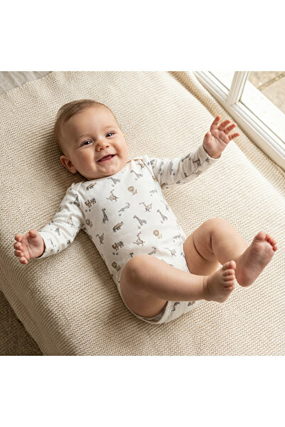 Tiffany Baby Boy African Animals Theme Long Sleeve Badi Ecru 32011