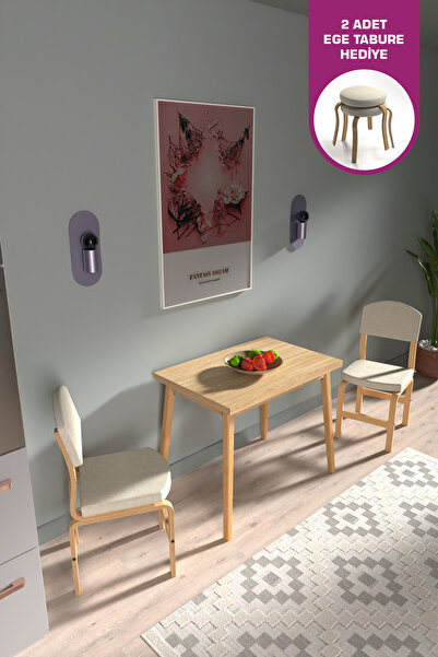 VİLİNZE Vilinze Ege Sandalye Avanos Ahşap MDF Mutfak Masası Takımı - 60x90 cm