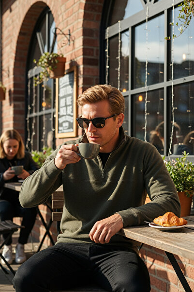 Buratti سترة رجالية من القطن بقصة عادية ونصف سحاب وياقة قائمة 456112