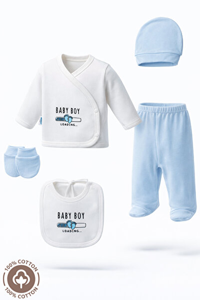 Miniel Unisex Baby Baby Loading Printed Organic Cotton 5-Piece Newborn Baby H...