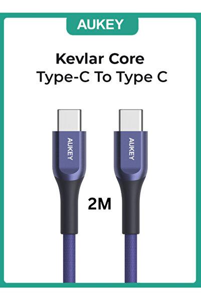 AUKEY Kevlar Core USB-C to C Cable 2m Fast charge Cable USB C to USB C For iP...