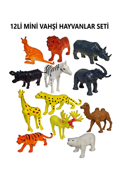 Brother Toys 12 Adet Mini Vahşi Hayvan Figür Seti Fil Çita Zürafa Deve Aslan ...