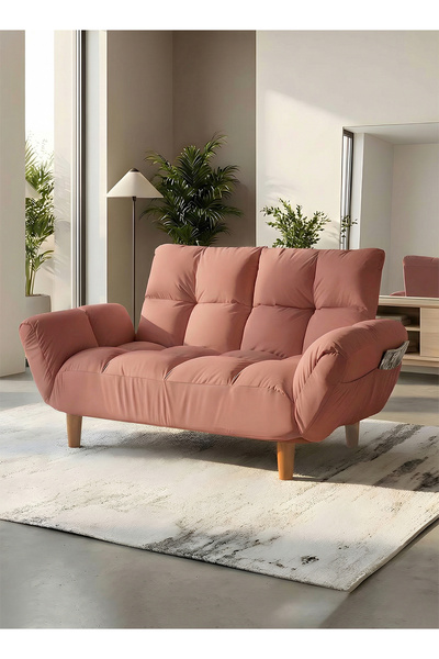 Taimi أريكة سرير قابلة للطي تتسع لشخصين، بمساند ذراعين وظهر قابلة للتعديل، لغ...