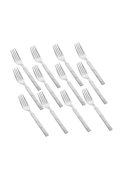 HIC طقم شوك حلى من الستانلس ستيل المقاوم للصدأ مكون من 12 قطعة فضي