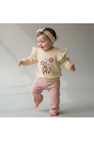 Baby Kız Bebek Pamuklu Çiçek Süzeneli 2'li Takım